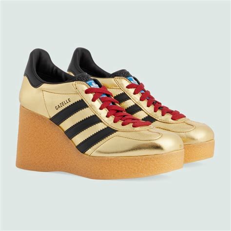 adidas x Gucci Gazelle Wedge Gold Metallic Black (Women's)